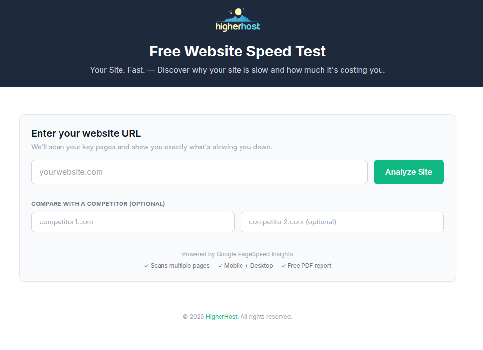 Wordpress speed test